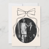 Handgetekende trouwfoto 'Save the date' met strik Kaart (Achterkant)