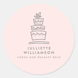 Handgetekende Trouwtaart Aquarel Ronde Sticker