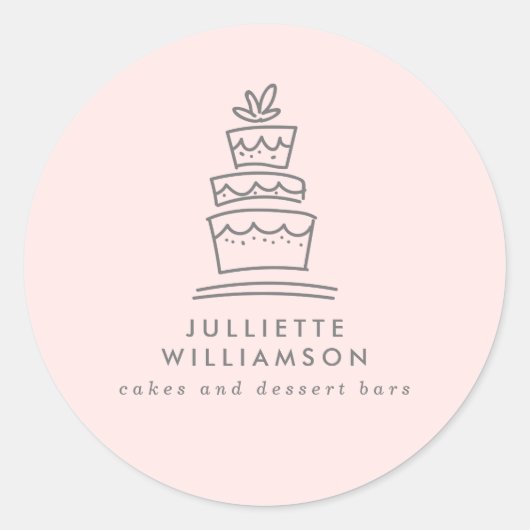 Handgetekende Trouwtaart Aquarel Ronde Sticker (Voorkant)