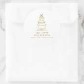 Handgetekende Trouwtaart Wit & Goud Ronde Sticker (Tas)