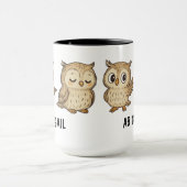 Handgetekende uil Aangepast Knuffel Mok (Midden)