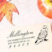 Handgetekende Uil familienaam Script Return Addres Rubberstempel