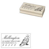 Handgetekende Uil familienaam Script Return Addres Rubberstempel (Gestempeld)