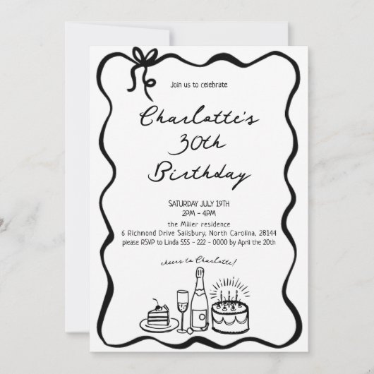Handgetekende uitnodiging voor 30e verjaardag (Voorkant)