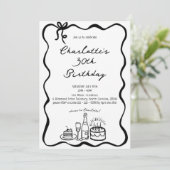 Handgetekende uitnodiging voor 30e verjaardag (Staand voorkant)