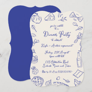 Handgetekende uitnodiging voor dinerparty
