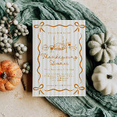 Handgetekende uitnodiging voor Thanksgiving-diner