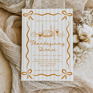 Handgetekende uitnodiging voor Thanksgiving-diner