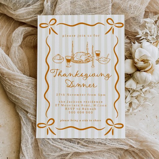 Handgetekende uitnodiging voor Thanksgiving-diner