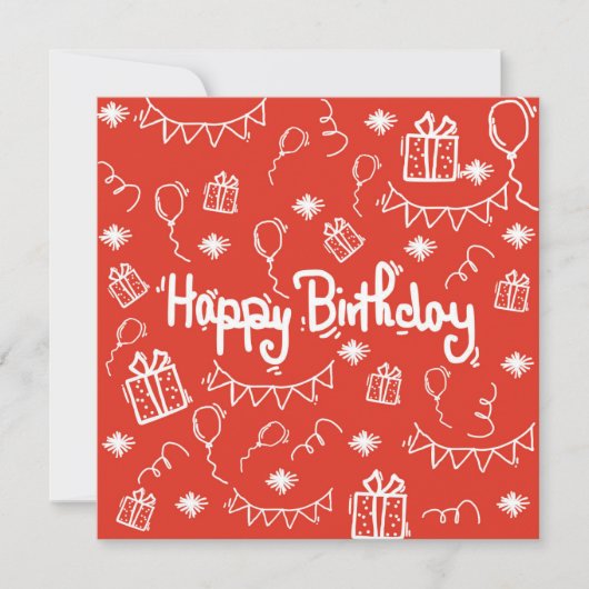 handgetekende verjaardagsuitnodigingskaart kaart (Voorkant)