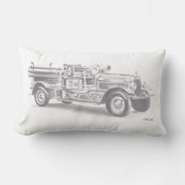 handgetekende vintage brandweerwagen schets kussen
