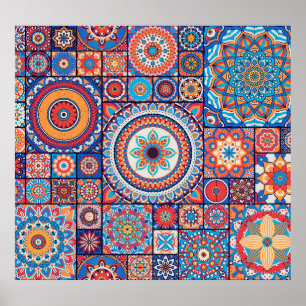 Handgetekende Vintage: Islamitische decoratieve el Poster