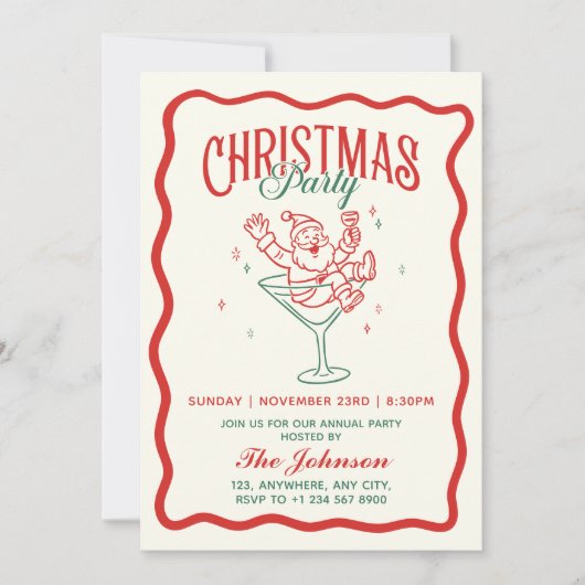 Handgetekende Vintage Kerstman Aangepaste Kerstfee Kaart (Voorkant)