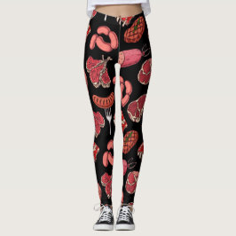  handgetekende vleesproducten patroon Leggings