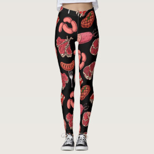  handgetekende vleesproducten patroon Leggings