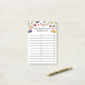 Handgetekende voedselcheckbox boodschappenlijst post-it® notes (Op bureau)