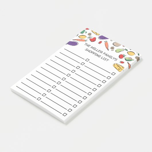 Handgetekende voedselcheckbox boodschappenlijst post-it® notes (Schuin)