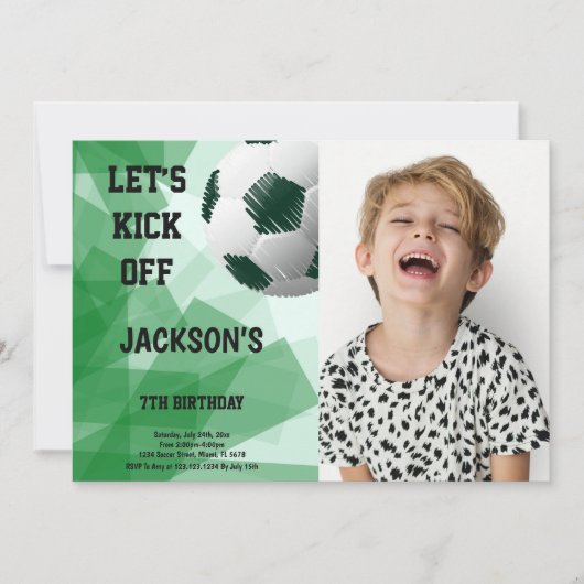 Handgetekende Voetbal verjaardagsuitnodiging Kaart (Voorkant)
