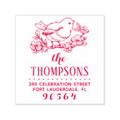 Handgetekende vogel- & filiaalnaam Retouradres Zelfinktende Stempel (Design)