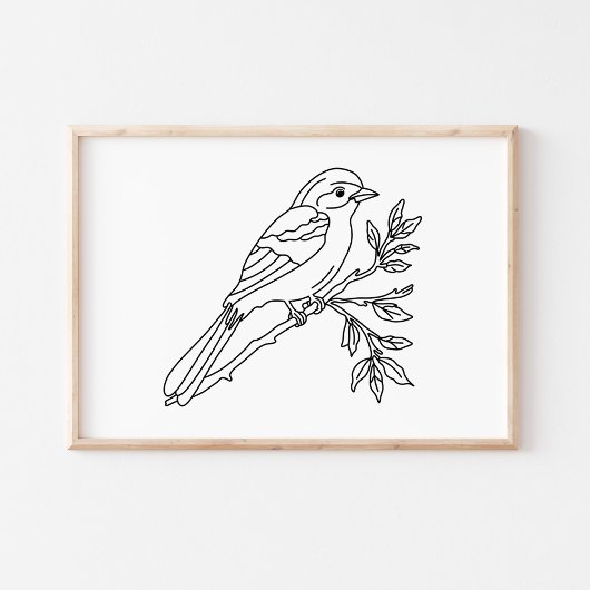Handgetekende Vogel Illustratie Kunst Poster