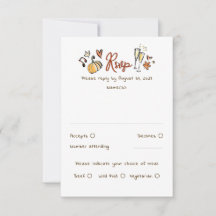 Handgetekende vreemde funky herfst bruiloft RSVP k