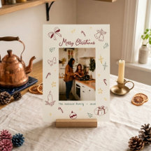 Handgetekende vrolijke kerst foto