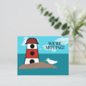 Handgetekende Vuurtoren Zee Meeuw Adreswijziging Aankondigingskaart (Staand voorkant)