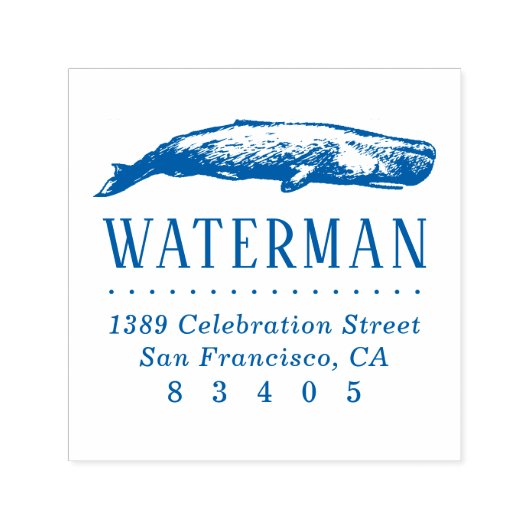  handgetekende walvis naam retouradres  zelfinktende stempel (Design)