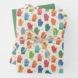 Handgetekende warme winter inpakpapier set vel