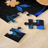 Handgetekende waterverf bloemen en bladeren patroo legpuzzel (Zijkant)