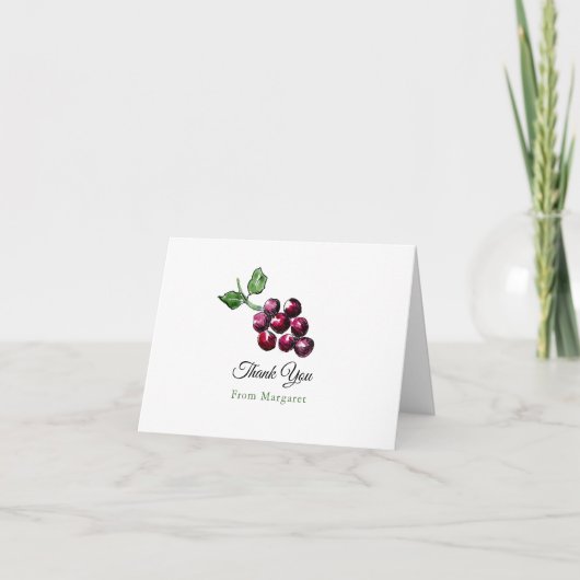 Handgetekende Waterverf rode wijndruiven Schattige Bedankkaart (Voorkant)