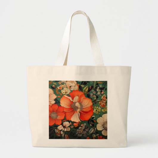 Handgetekende waterverf Seamless Floral Pattern Grote Tote Bag (Voorkant)