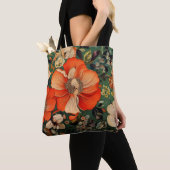 Handgetekende waterverf Seamless Floral Pattern Tote Bag (Dichtbij)