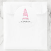 Handgetekende Waterverf Trouwtaart Ronde Sticker (Tas)