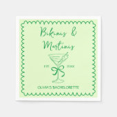 Handgetekende Wavy Bikinis & Martinis Bachelorette Servet (Voorkant)