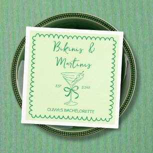 Handgetekende Wavy Bikinis & Martinis Bachelorette Servet