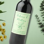 Handgetekende Wavy Bikinis & Martinis Bachelorette Wijn Etiket