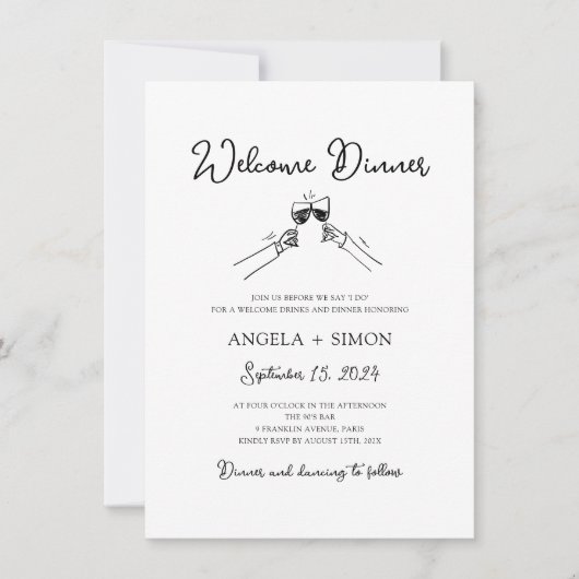 Handgetekende Welkomstdiner Uitnodiging (Voorkant)