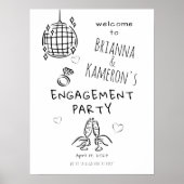 Handgetekende Whimsical Bruiloft Verwelkoming Poster (Voorkant)