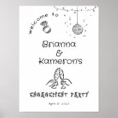 Handgetekende Whimsical Bruiloft verwelkoming Poster (Voorkant)