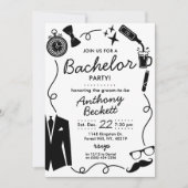 Handgetekende Whimsical Doodles Bachelorfeest Kaart (Voorkant)