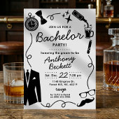 Handgetekende Whimsical Doodles Bachelorfeest Kaart