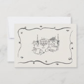 Handgetekende Whimsical Doodles Golvend Kader RSVP Kaartje (Achterkant)