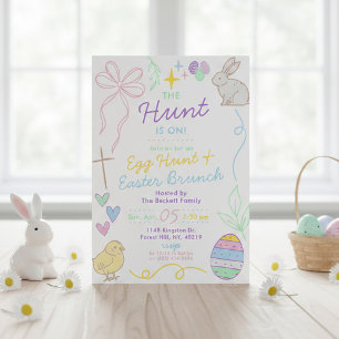 Handgetekende Whimsical Doodles Paasfeest Kaart