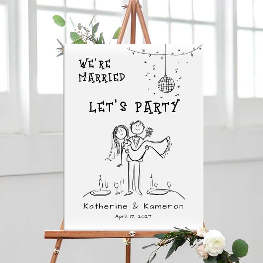 Handgetekende Whimsical Elopement welkom Poster
