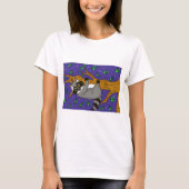 Handgetekende Whimsical Raccoon op een Sterrennach T-shirt (Voorkant)