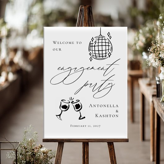 Handgetekende Whimsical verlovingsfeest welkom Poster