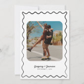 Handgetekende Whimsical Vreemde Fotokalender Trouw Save The Date (Achterkant)