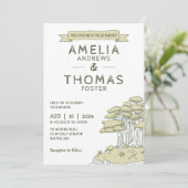 Handgetekende Whimsical Woodland Forest Wedding Kaart (Staand voorkant)