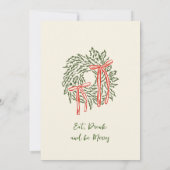 Handgetekende whimsicale kerstdinervooruitnodiging kaart (Achterkant)